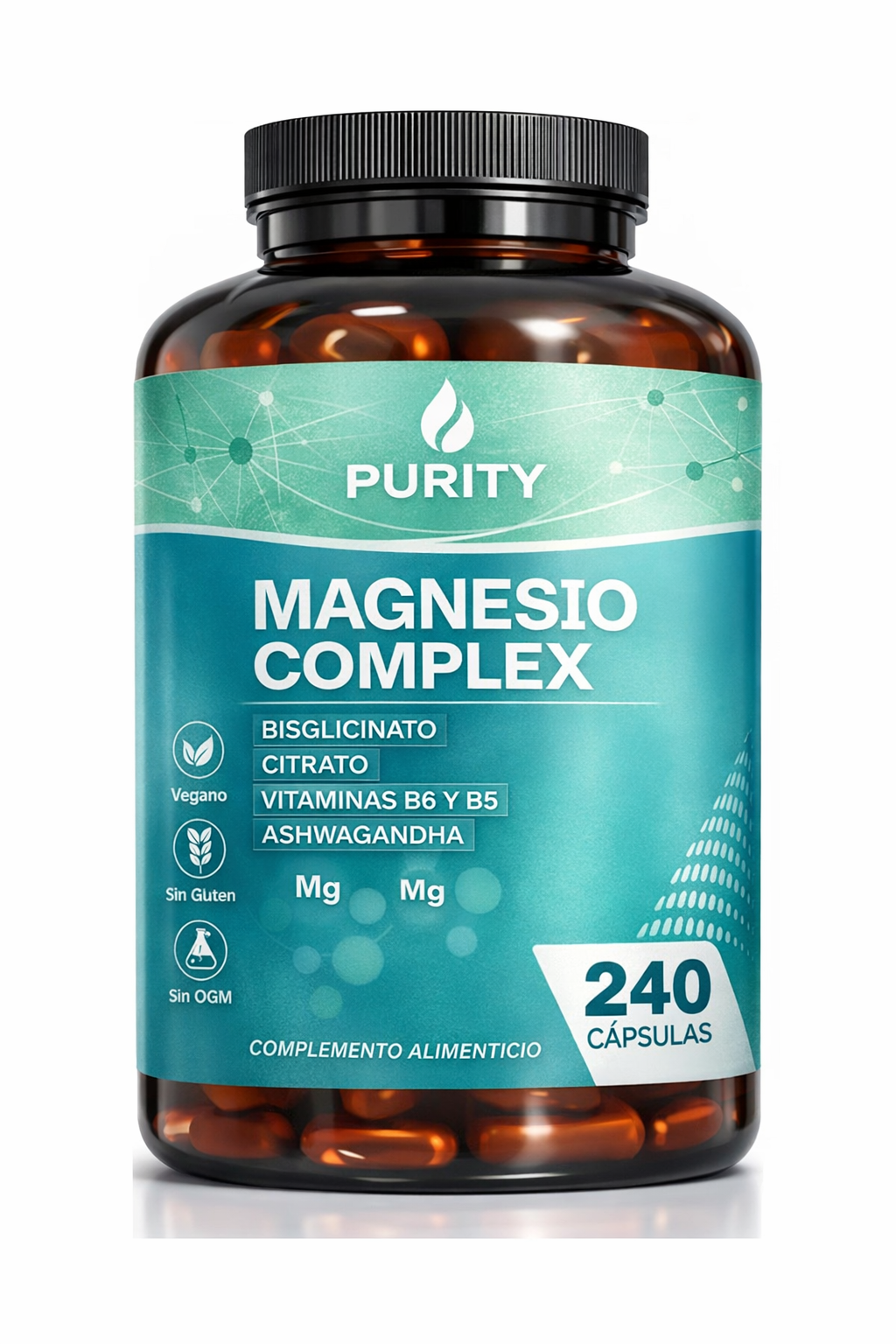 Magnesio Complex Vitalidad y Recuperación + Ashwagandha y Vitamins B5 and B6 (240 capsulas)